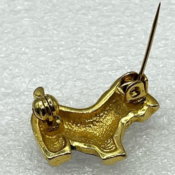 Miniature Scottish Terrier Pin Brooch Dog Rhinestone Black Enamel Cute Tiny Dog - Picture 9 of 10